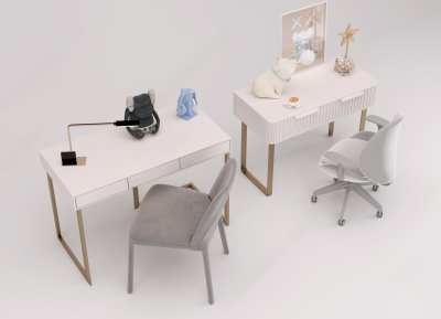 现代儿童书桌椅组合3D模型下载